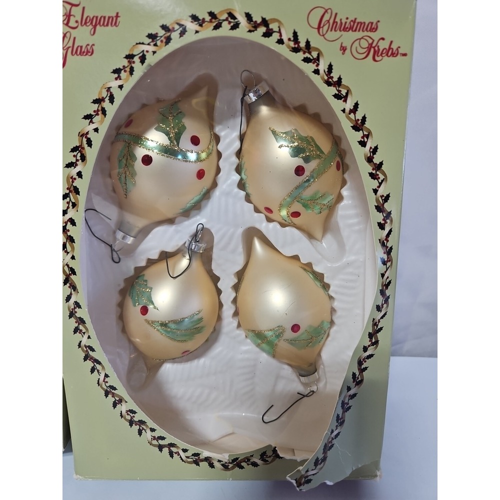 vintage christmas ornaments Christmas By Krebs Lot Of 8 Designer Glass With Crwn - Picture 3 of 7